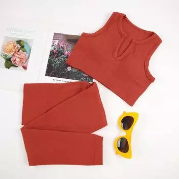 Женский бесшовный спортивный комплект, спортивный костюм для фитнеса, тонкий спортивный костюм для йоги, бюстгальтер для бега без подушечек с леггинсами для бега, спортивная одежда L коричневый