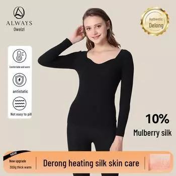 Женский бесшовный теплый комплект термобелья из бархата и шелка - плотный, уютный зимний костюм и косметическая одежда L pants синий