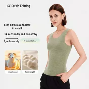 Женский бесшовный теплый жилет из кашемира и шелка - однотонный, удобный крой Ladies, M китайский красный