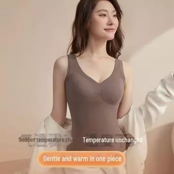 Женский бесшовный теплый жилет с фиксированными нагрудными накладками для осени и зимы M (40-50kg)