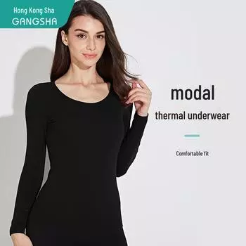 Женский бесшовный термотоп Gangsha с круглым вырезом для похудения на осень/зиму One Size фиолетовый