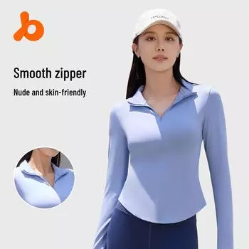 Женский бесшовный топ для йоги Juyitang с полумолнией — телесного цвета, обтягивающий и дышащий, одежда для фитнеса L