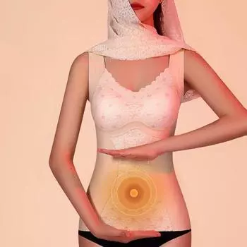 Женский бесшовный жилет с нагрудными подушечками, без рукавов, толстый немецкий бархат, термобелье, сохраняющее тепло, эластичный, с V-образным вырезом, кружевной топ, базовый топ L бежевый