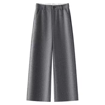 Женский бестселлер 2024 года Серые шерстяные укороченные брюки широкого кроя для осени/зимы Small