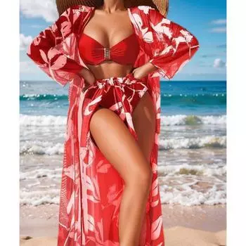 Женский бикини сексуальный купальный костюм с высокой талией пляжный купальник женский летний купальник 3 шт. S