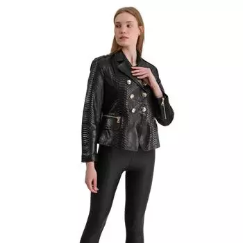 Женский блейзер с эффектом кожи, кожаная куртка из натурального питона