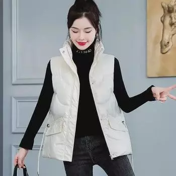 Женский блестящий пуховый хлопковый жилет - свободный жилет осень/зима 2024 года XL (120-135 Jin) шампанского