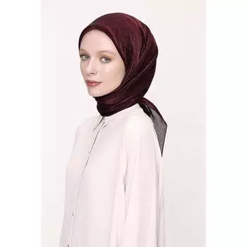 Женский блестящий шарф темно-бордовый красный