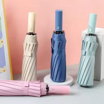 Женский большой 12-спицевый автоматический складной зонт для солнца и дождя с настраиваемой рекламой