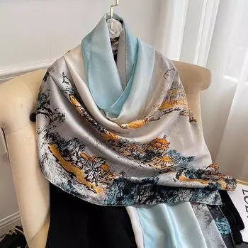 Женский большой шелковый шарф, длинный атласный шарф, модный дизайнерский шарф, легкие накидки 90*180cm