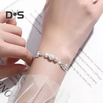 Женский браслет 3-слойный регулируемой длины с удлиненной цепочкой из медных бусин, ювелирные изделия на удачу, день рождения, рождество, свадьба, подарок, цепочка на запястье серебряный