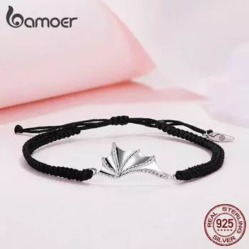 Женский браслет BAMOER из стерлингового серебра 925 пробы с ангелом и демоном, подарок на День святого Валентина, ювелирные украшения B