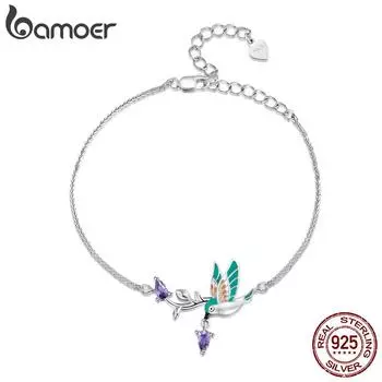 Женский браслет BAMOER из стерлингового серебра 925 пробы, оригинальный дизайн, браслет «Зимородок», серебряные украшения для вечеринки 925 silver