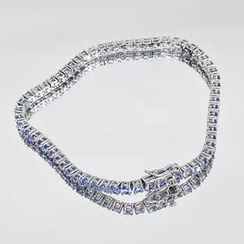 Женский браслет Браслеты из стерлингового серебра 925 пробы Женские браслеты на руку с танзанитом 3 мм 20 синий белл