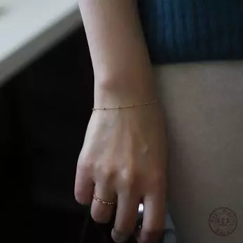 Женский браслет-цепочка из стерлингового серебра 925 пробы с простыми бусинами, легкие роскошные ювелирные изделия 17cm