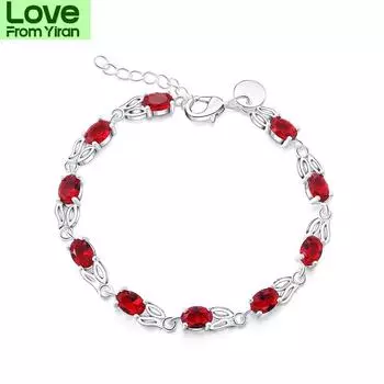 Женский браслет-цепочка из стерлингового серебра 925 пробы с рубиновым сапфиром и аметистом, браслет из драгоценных камней, свадьба, помолвка, вечеринка