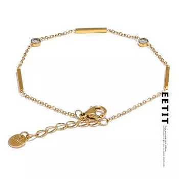 Женский браслет Eetit из нержавеющей стали 316L с цирконием, тонкий браслет-цепочка, лето 2024, простые водостойкие шикарные ювелирные изделия, подарок золотой