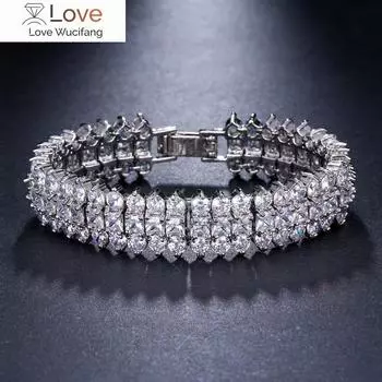 Женский браслет Emmaya с кубическим цирконием Aaa, цвет белого золота, элегантные ювелирные изделия, подарок для свадебной вечеринки 19cm белого золота