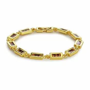 Женский браслет Estele Brown Stone с блестящими прямоугольными звеньями