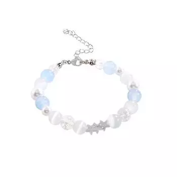 Женский браслет, гладкая подвеска в виде звезды, искусственный жемчуг, регулируемая удлиненная длина, клипса-лобстер, лесной стиль серебряный