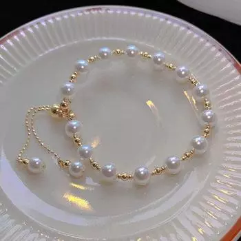 Женский браслет из бисера, регулируемый, элегантный, лакомый, простой стиль, подарок, глянцевый искусственный жемчуг