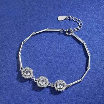 Женский браслет из муассанита из стерлингового серебра 925 пробы, новый корейский стиль, модный круглый бамбуковый браслет-сумка с пустой опорой, серебряные украшения zircon