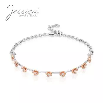 Женский браслет из настоящего серебра 925 пробы с цветами сакуры, покрытыми розовым золотом 14 карат