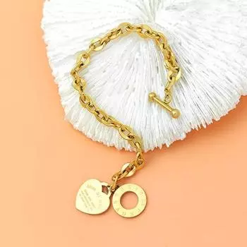 Женский браслет из нержавеющей цепи, кулон в форме сердца, титановая сталь, индивидуальная буквенная надпись, одноцветное гладкое изысканное ювелирное изделие на запястье серебряный