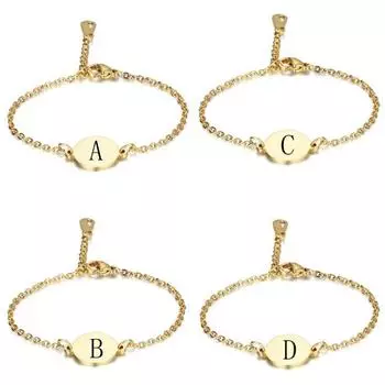Женский браслет из нержавеющей стали с алфавитом, довольно изысканный модный шикарный браслет, цепочка с буквами, простой браслет из нержавеющей стали для подружки невесты A золотой