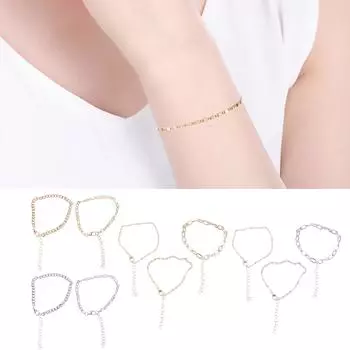 Женский браслет из нержавеющей стали с регулируемой цепочкой, браслет на щиколотку, простой браслет-цепочка, подарок для любительницы моды 2 серебряный