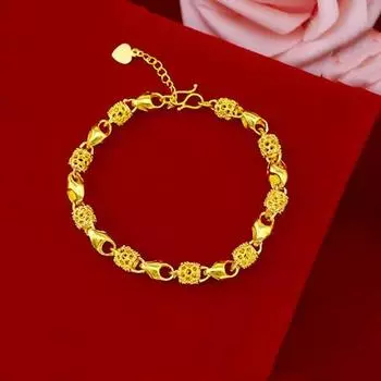 Женский браслет из полых золотых бусин позолоченный браслет золотой