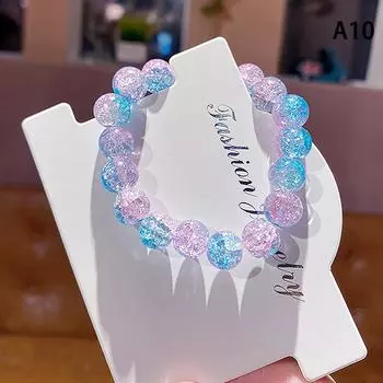 Женский браслет из потрескавшегося кварца с круглыми стеклянными бусинами, эластичный браслет