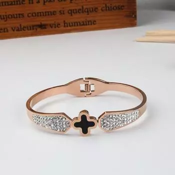 Женский браслет из розового золота с клевером, модный браслет из титановой стали со звездным небом и инкрустированным бриллиантами розового золота