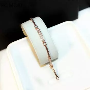 Женский браслет из розового золота с микропавом и цирконием, модные ювелирные изделия, браслеты и браслеты, милые подарки, все подходящие