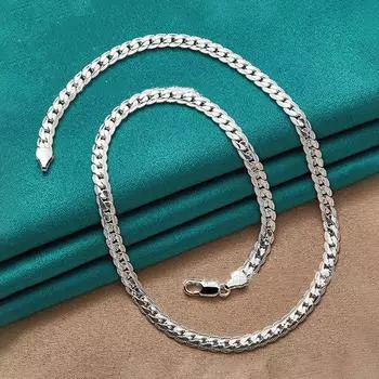 Женский браслет из серебра 925 пробы, ожерелье, 6 мм, браслеты с боковой цепочкой, женское ожерелье, серебряные украшения, лучший подарок на день рождения 18cm серебряный