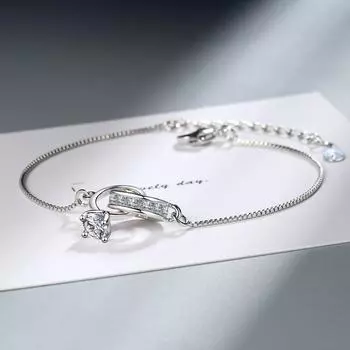 Женский браслет из стерлингового серебра 925 пробы с кристаллами и двойными круглыми бусинами, браслет, ювелирные изделия для свадебной вечеринки, Sl130