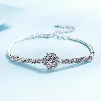 Женский браслет из стерлингового серебра 925 пробы с муассанитом pt950, позолоченный гипсофила, модный легкий роскошный браслет Adjustable size