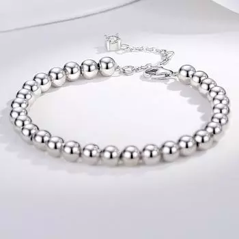 Женский браслет из стерлингового серебра 925 пробы, корейская версия классических глянцевых бусин Будды, круглые бусины, браслет из муассанита с 30 точками adjustable bracelet