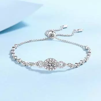 Женский браслет из стерлингового серебра 925 пробы с муассанитом, модный простой позолоченный браслет Pt950, изысканный регулируемый браслет zircon