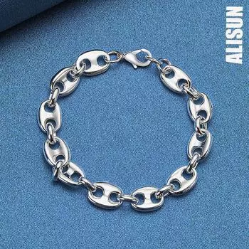 Женский браслет из стерлингового серебра 925 пробы, модные свадебные украшения 20CM