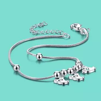 Женский браслет из стерлингового серебра 925 пробы, специальный мультяшный кулон, женские летние популярные серебряные украшения, 28 см, цепочка на лодыжку B, браслет 28CM