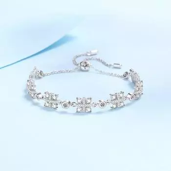 Женский браслет из стерлингового серебра 925 пробы с муассанитом, позолоченный Pt950, регулируемый браслет в корейском стиле, подарок Adjustable size