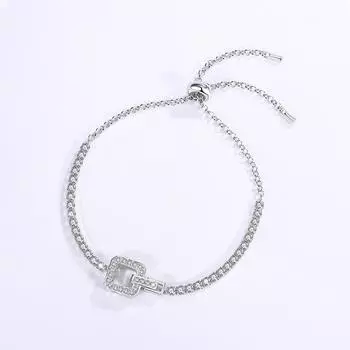 Женский браслет из стерлингового серебра 925 пробы, легкий роскошный темперамент, новый популярный браслет из муассанита с квадратной пряжкой Moissanite