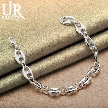 Женский браслет из стерлингового серебра 925 пробы, модные свадебные украшения 20CM