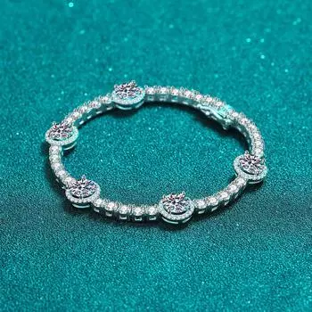 Женский браслет из стерлингового серебра 925 пробы, пряжка из муассанита, браслет с групповой инкрустацией, позолоченная Pt950, ювелирные изделия для рук 925 silver