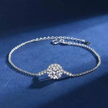 Женский браслет из стерлингового серебра S925 с двойной звездой и регулируемым муассанитом и платиной платиновый