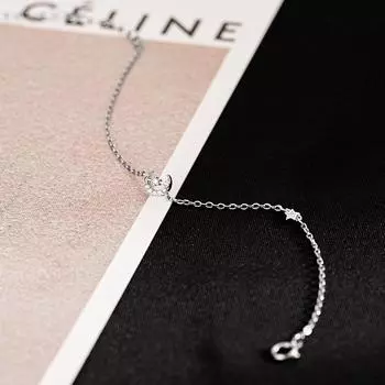 Женский браслет из стерлингового серебра S925, серия Fresh Cupid s Arrow Forest, браслет с бриллиантовой звездой и луной, летний студенческий подарок Adjustable size