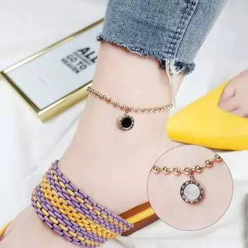 Женский браслет из титановой стали, не выцветает, новая корейская версия, индивидуальная простая цепочка из бисера, красные украшения для ног