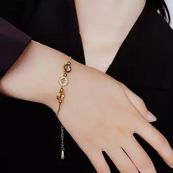 Женский браслет из титановой стали с четырьмя листьями травы