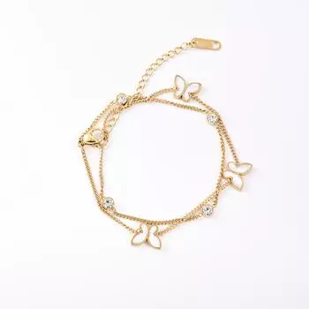 Женский браслет из титановой стали, универсальный, высококачественный, не выцветающий, браслет с золотой бабочкой, изысканные нишевые украшения золотой